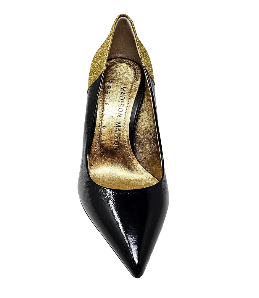 Alena Black/Gold High Heel Glitter Pump