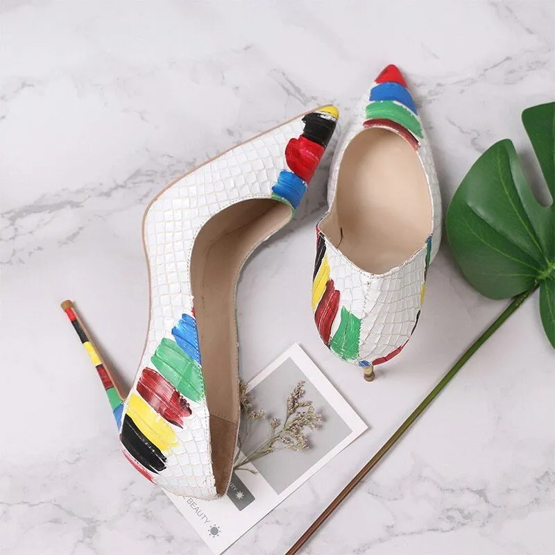 Artistic Multi-Color Exotic Stiletto Heels