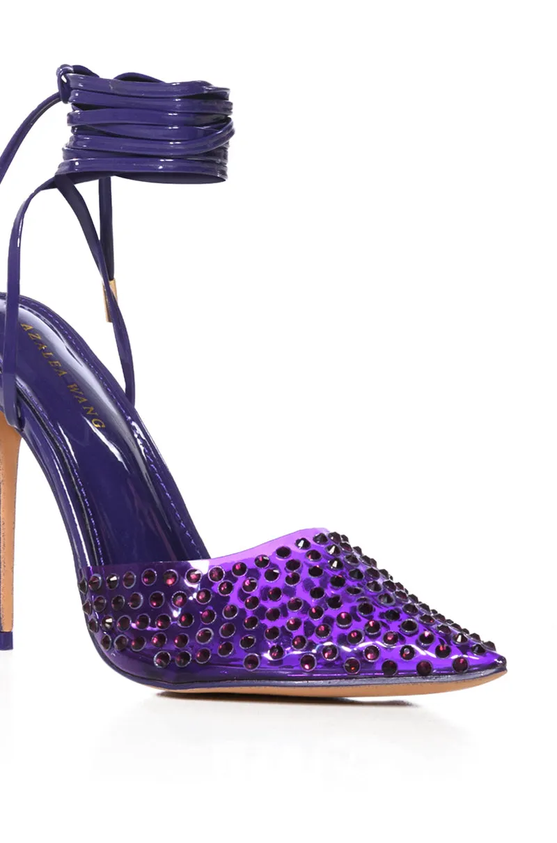 AZALEA WANG JUICY STILETTO PUMP WITH BLING IN PURPLE