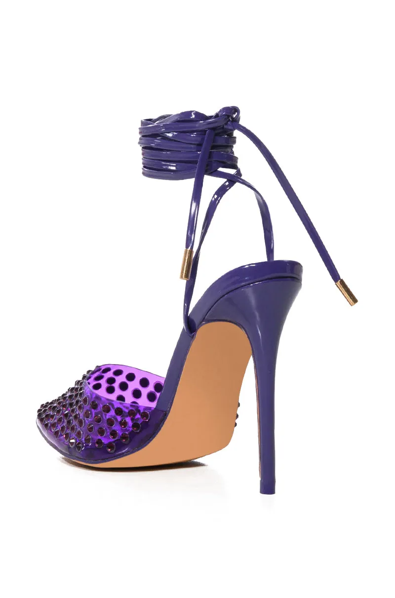 AZALEA WANG JUICY STILETTO PUMP WITH BLING IN PURPLE