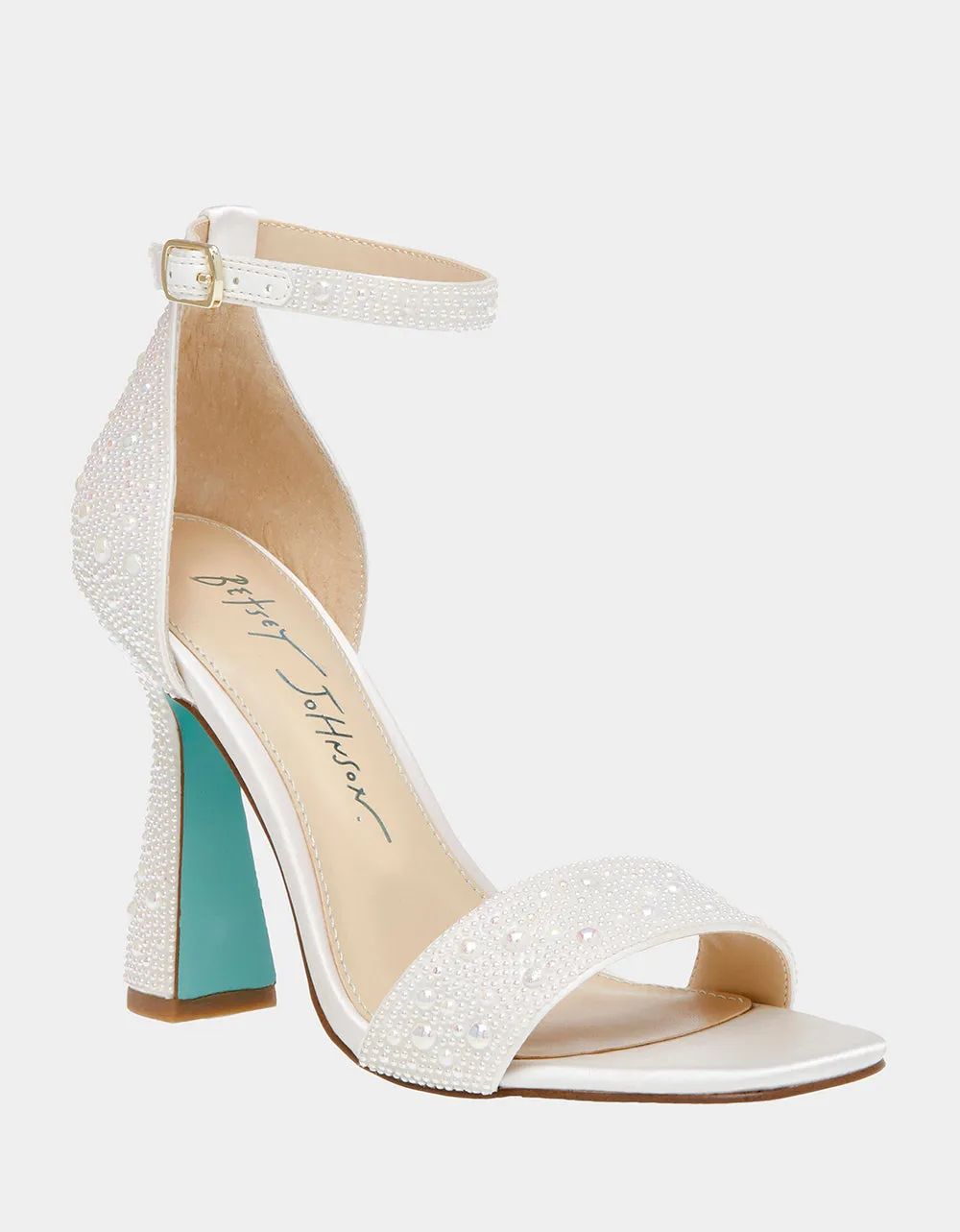 Betsy Johnson Dani Heel Sandal in Ivory Pearl