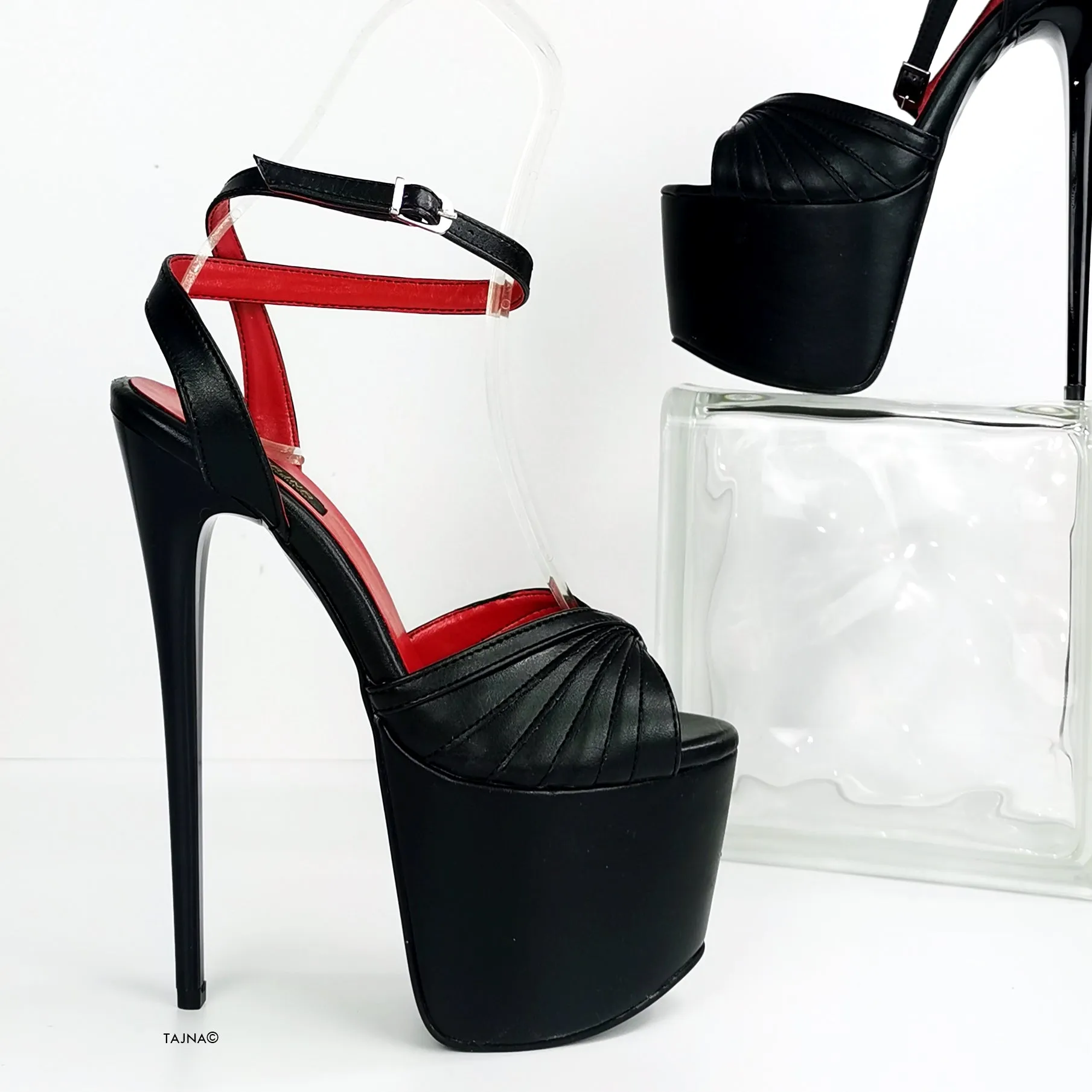 Black Matte Tango Strap High Heels