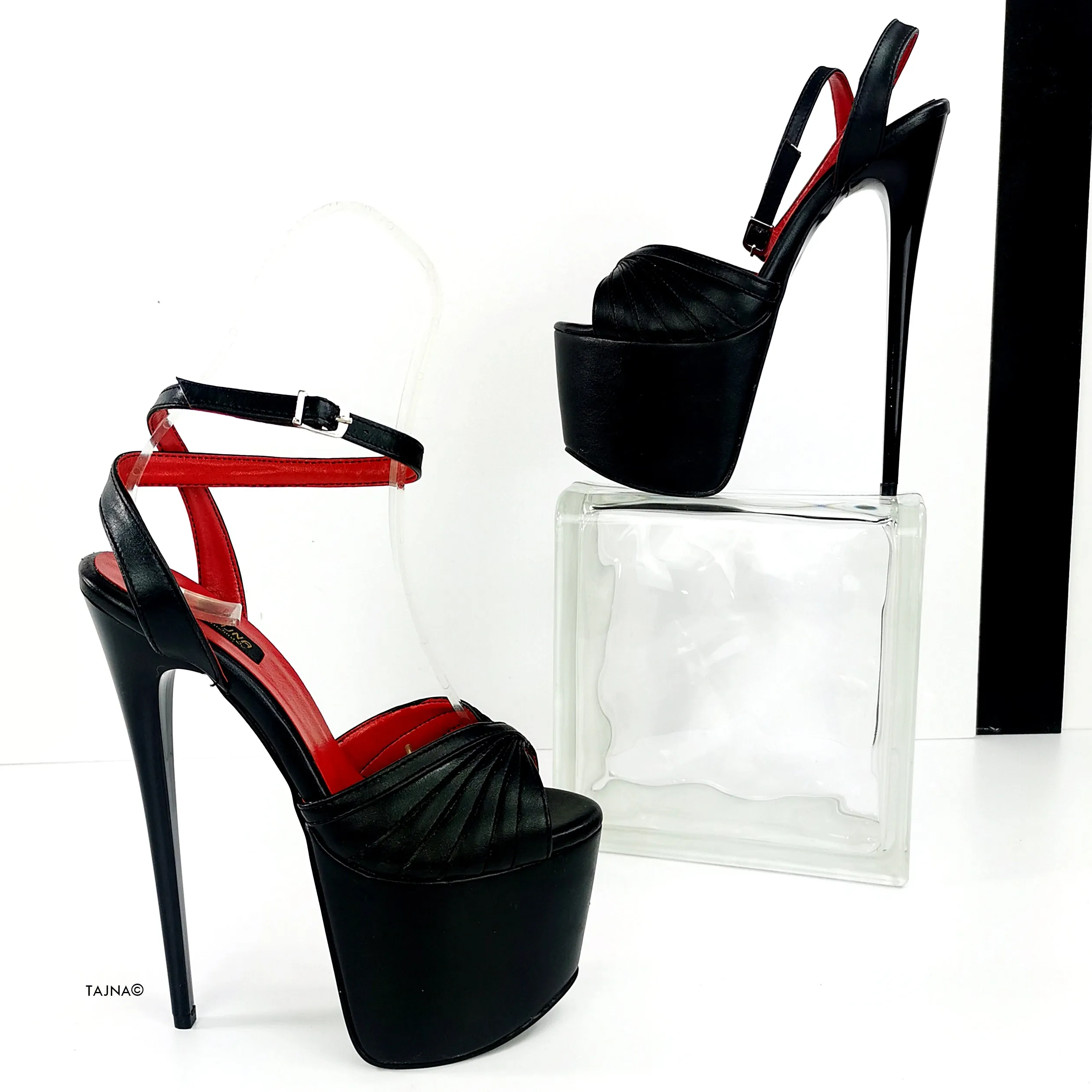 Black Matte Tango Strap High Heels