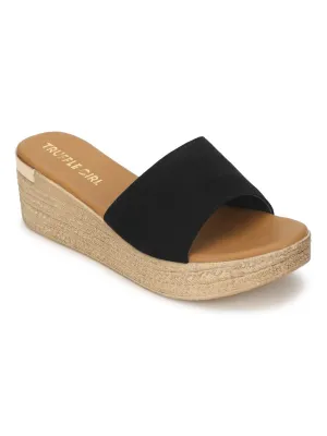 Black Micro Slip On Wedges