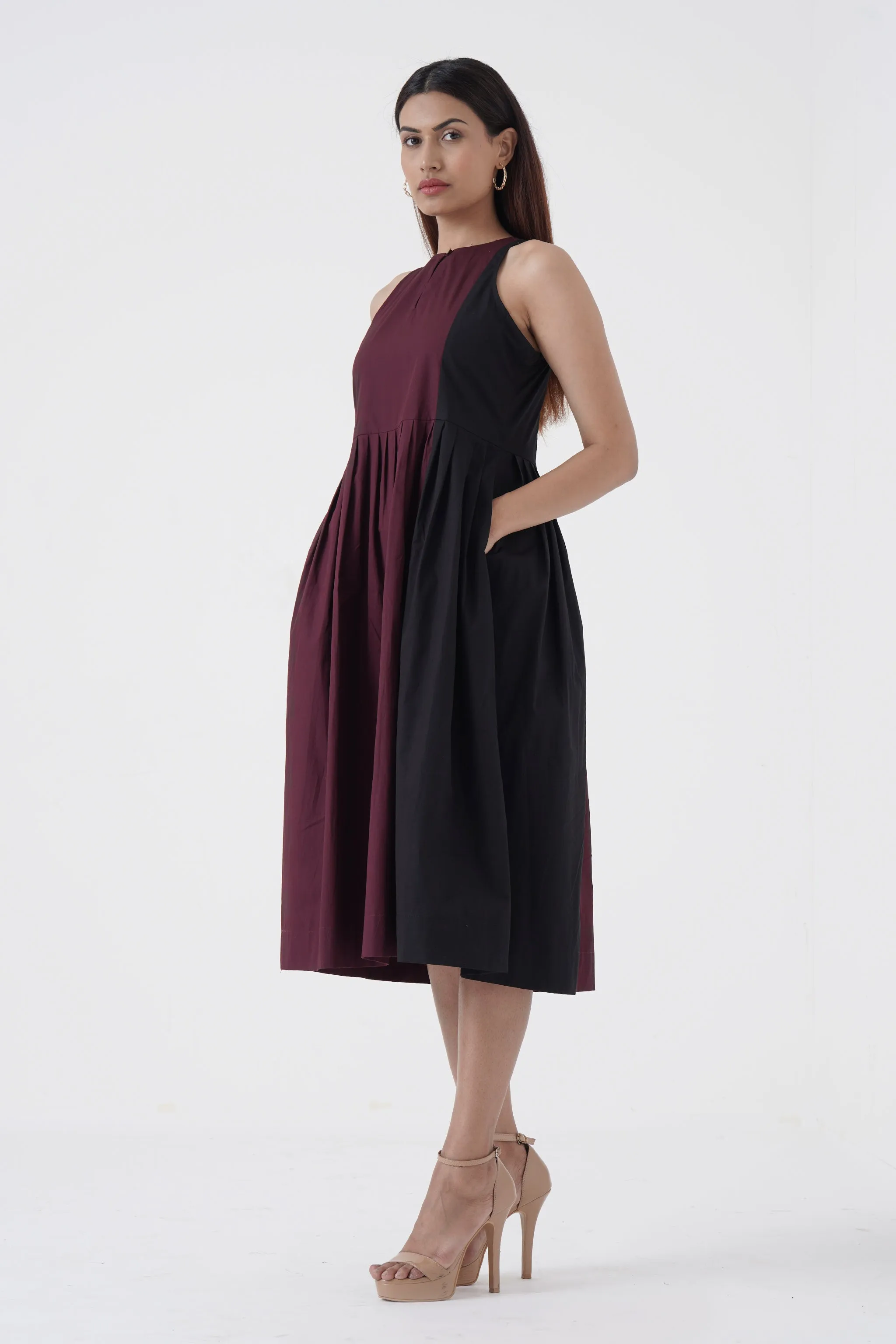 Bustling Soul - Back strap Tier Dress - Wine