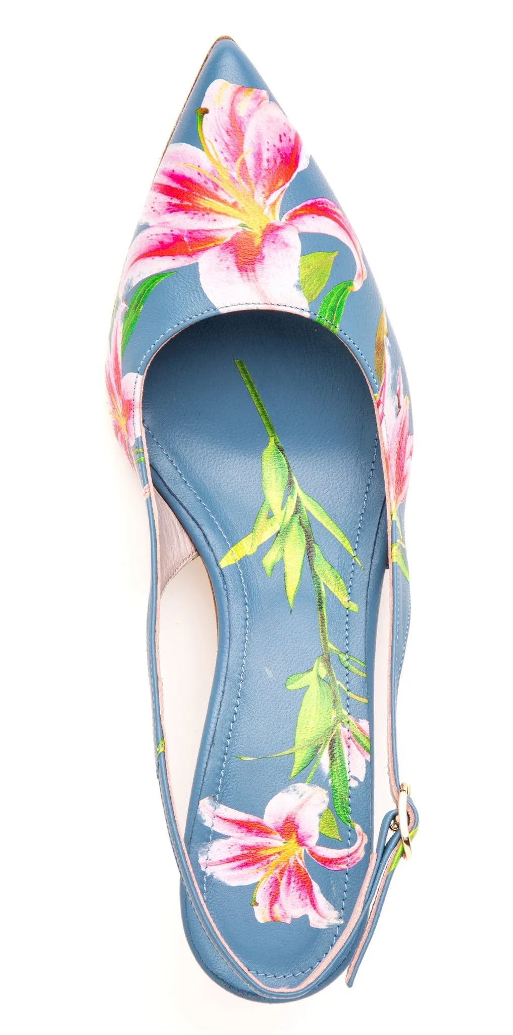 Cancun Blue Floral Printed Leather