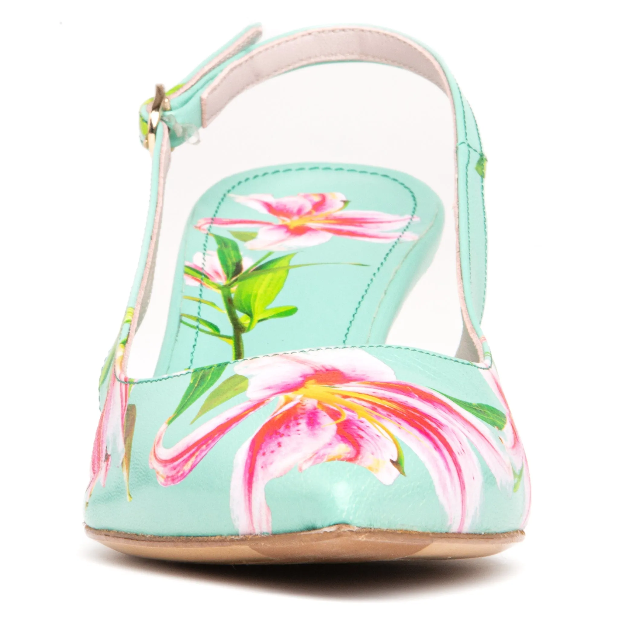 Cancun Blue Floral Printed Leather