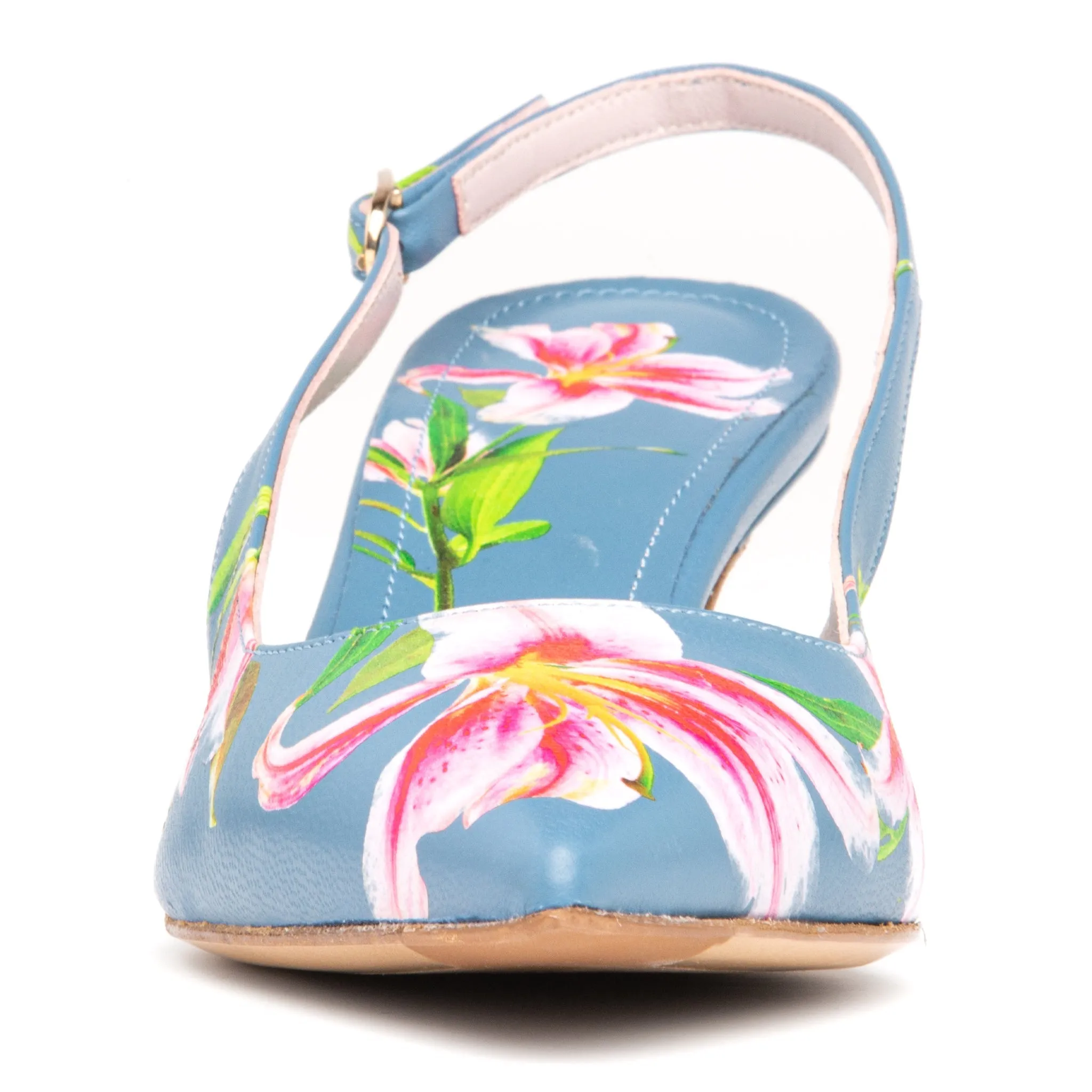 Cancun Blue Floral Printed Leather