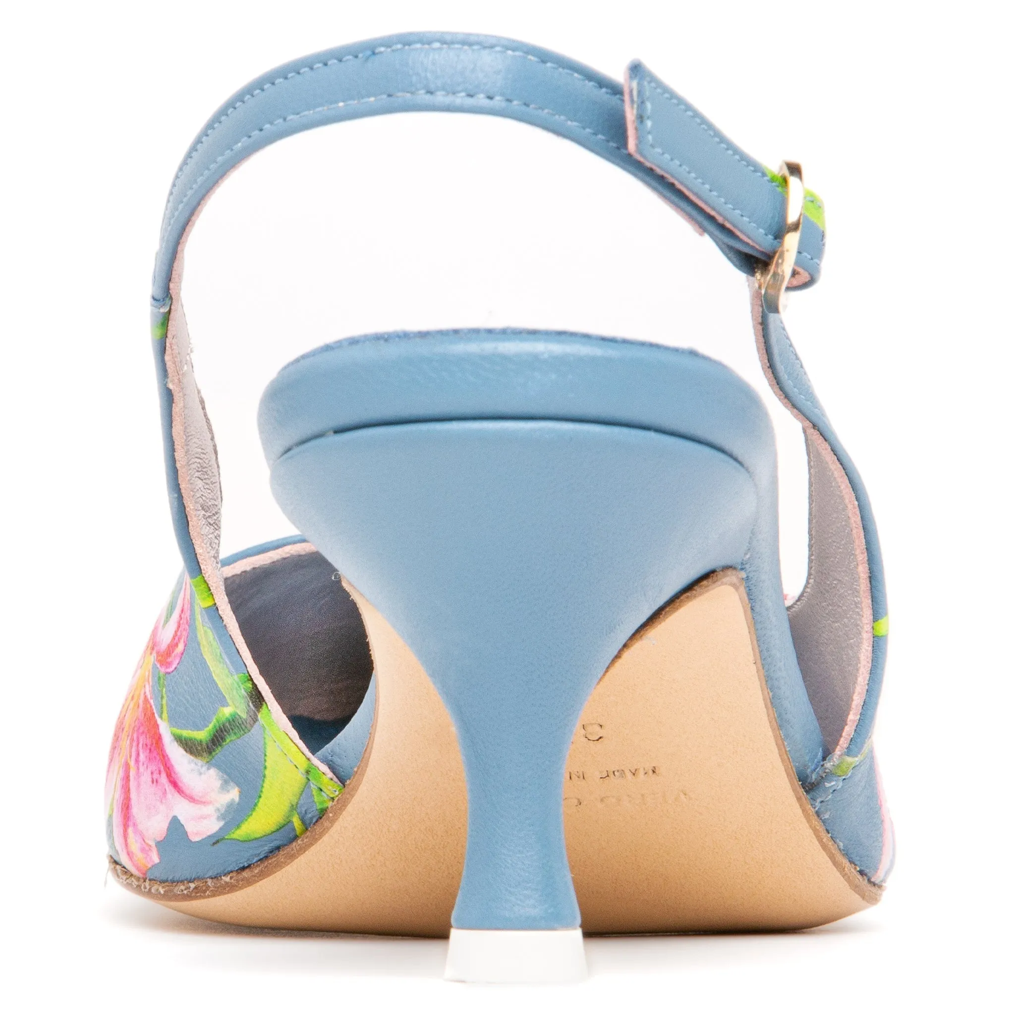 Cancun Blue Floral Printed Leather