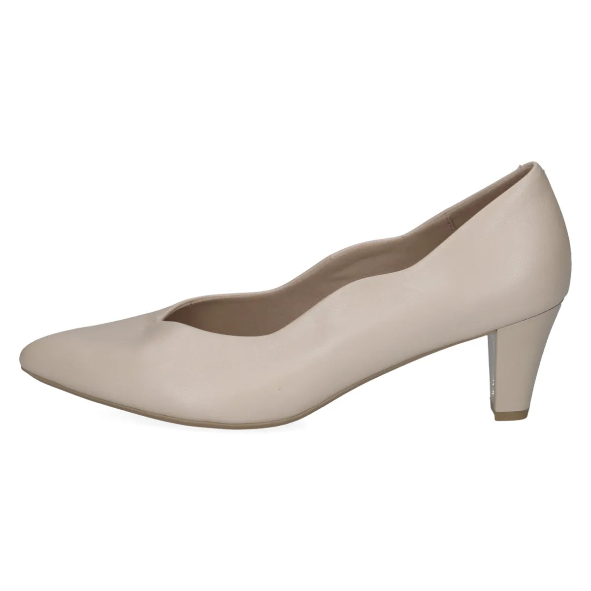 Caprice Elegant Cream Heel Shoes with Scalloped Edge