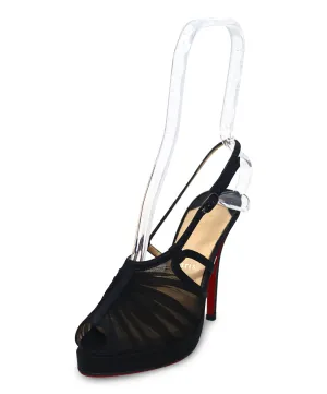 Christian Louboutin Black Satin Tulle Heels sz 7