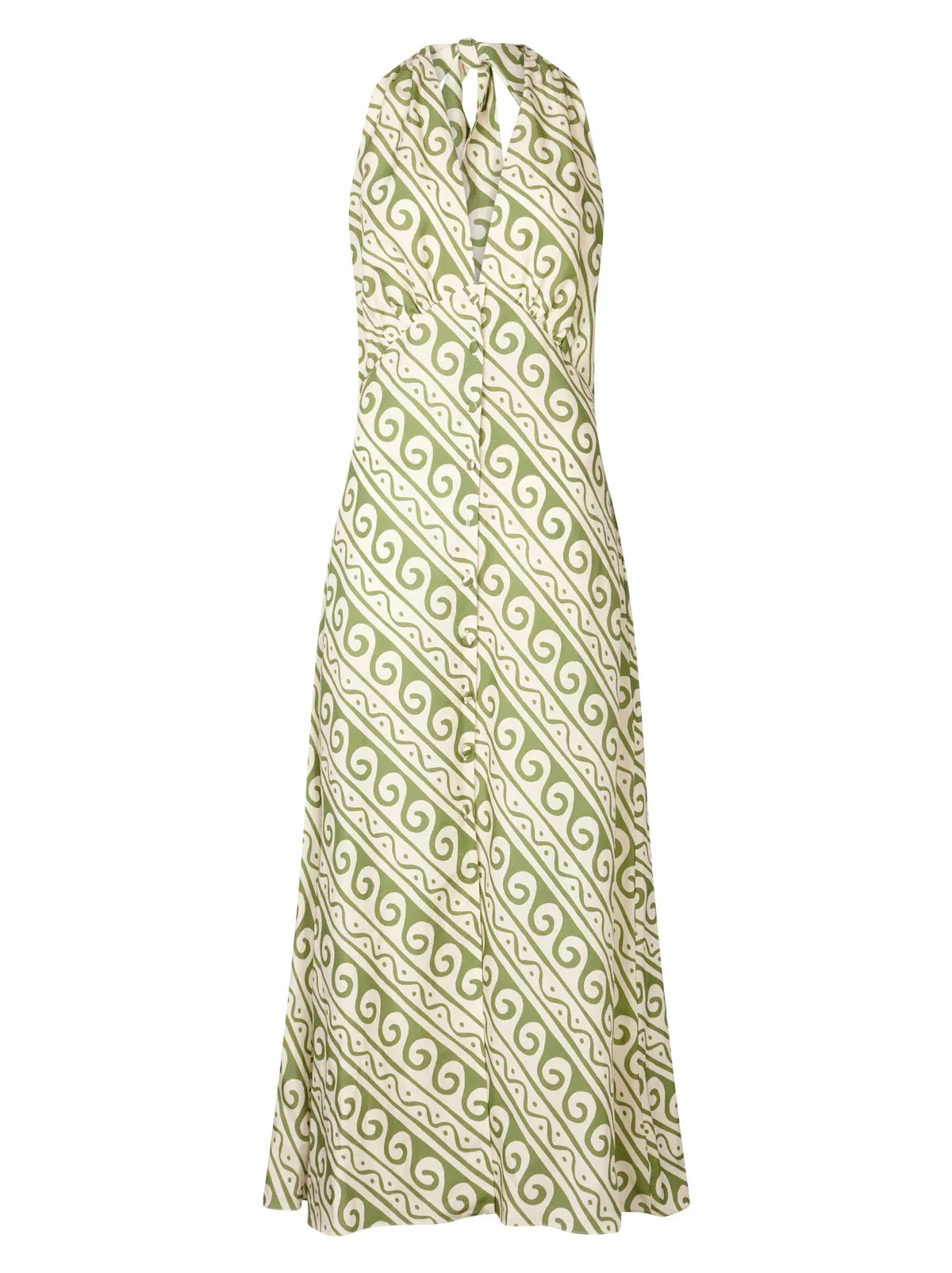 Claudia Green Wave Print Midi Dress