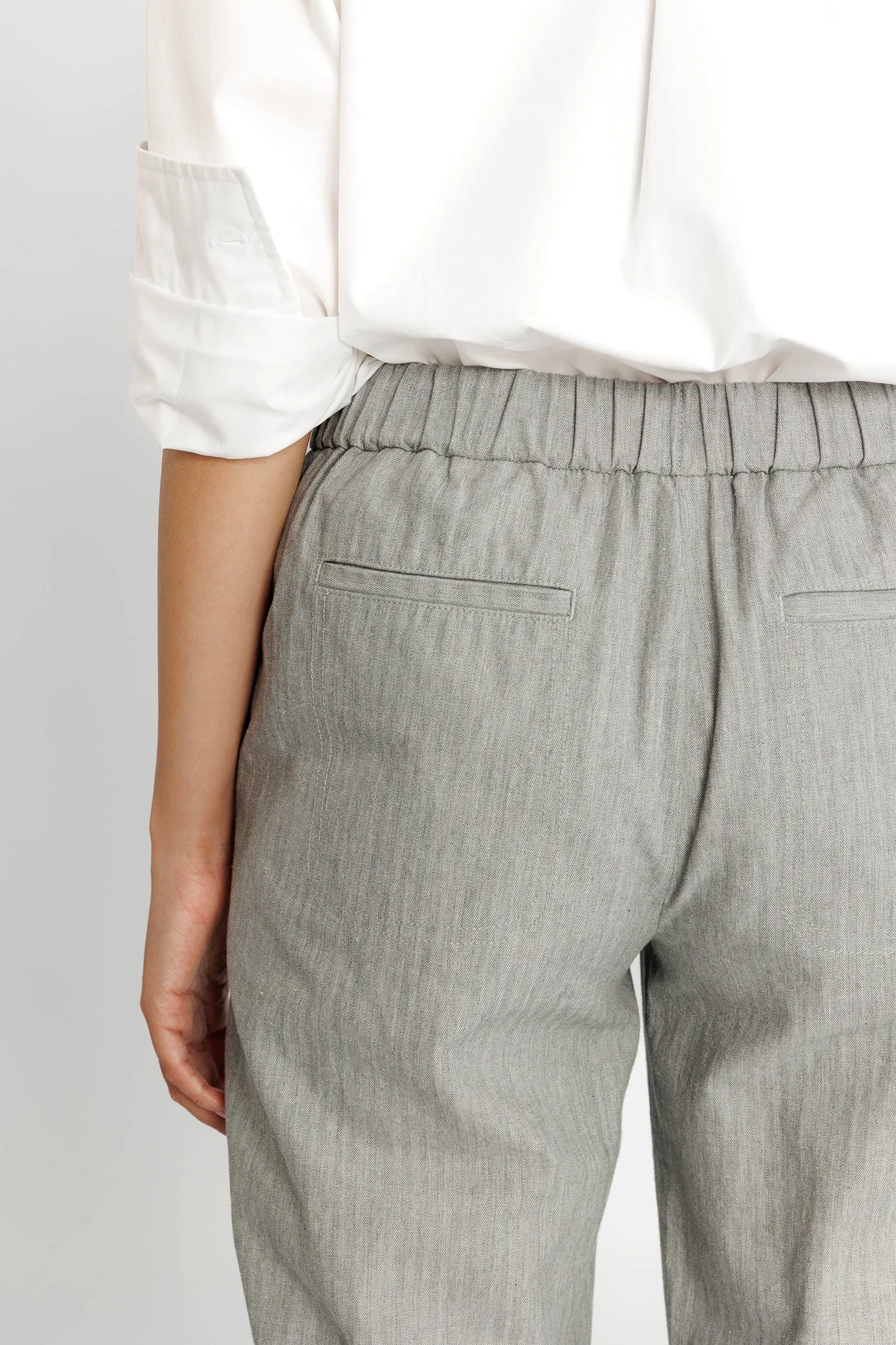 Convertible Crop Pant - Grey Herringbone