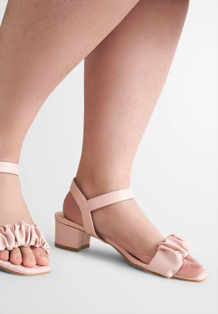 Crisanne Scrunched Easy Wear Strap Heels - Light Pink