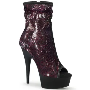 DELIGHT-1008SQ Pleaser Shoes Burgundy Sequin Platform Sexy Boot Clearance