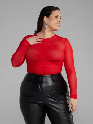 Fashion To Figure - Ruched Mesh Top