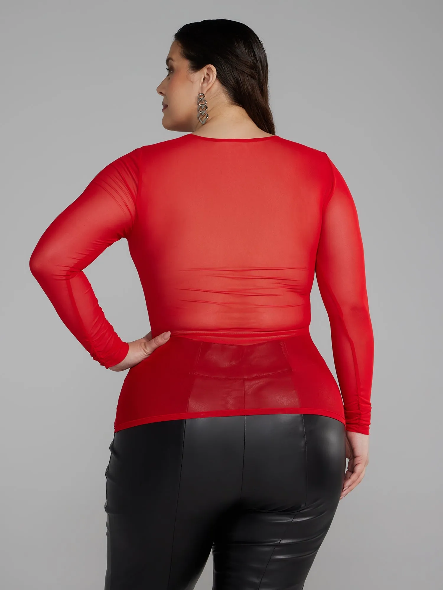 Fashion To Figure - Ruched Mesh Top