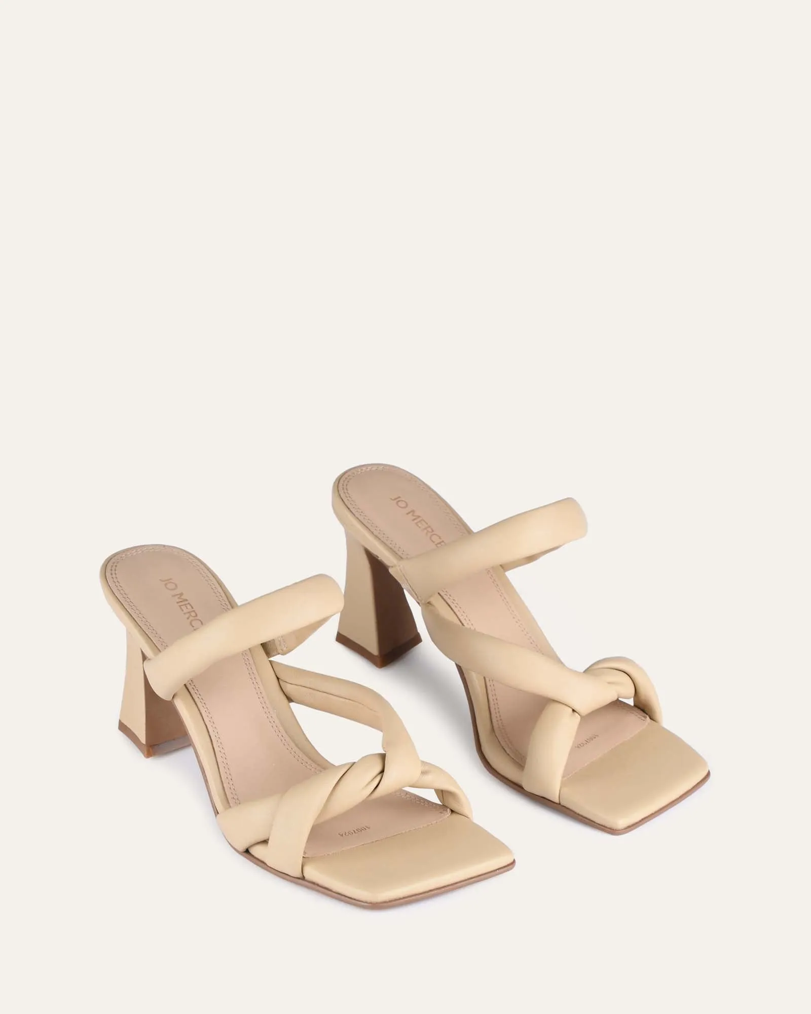 GEO HIGH HEEL SANDALS NATURAL LEATHER