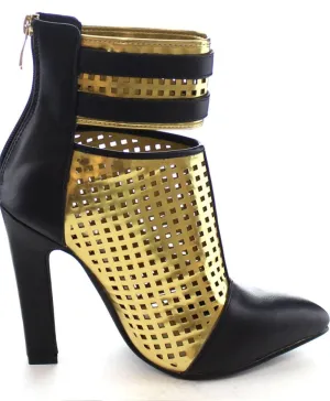 Gigi Black & Gold Boots 3" Heel