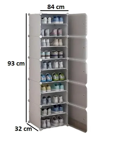 Krishyam® Portable Shoe Rack Organizer, Plastic Cube Storage 20 Pair Tower 10 Steps Plastic Shoe Rack (10 Shelves, DIY(Do-It-Yourself))