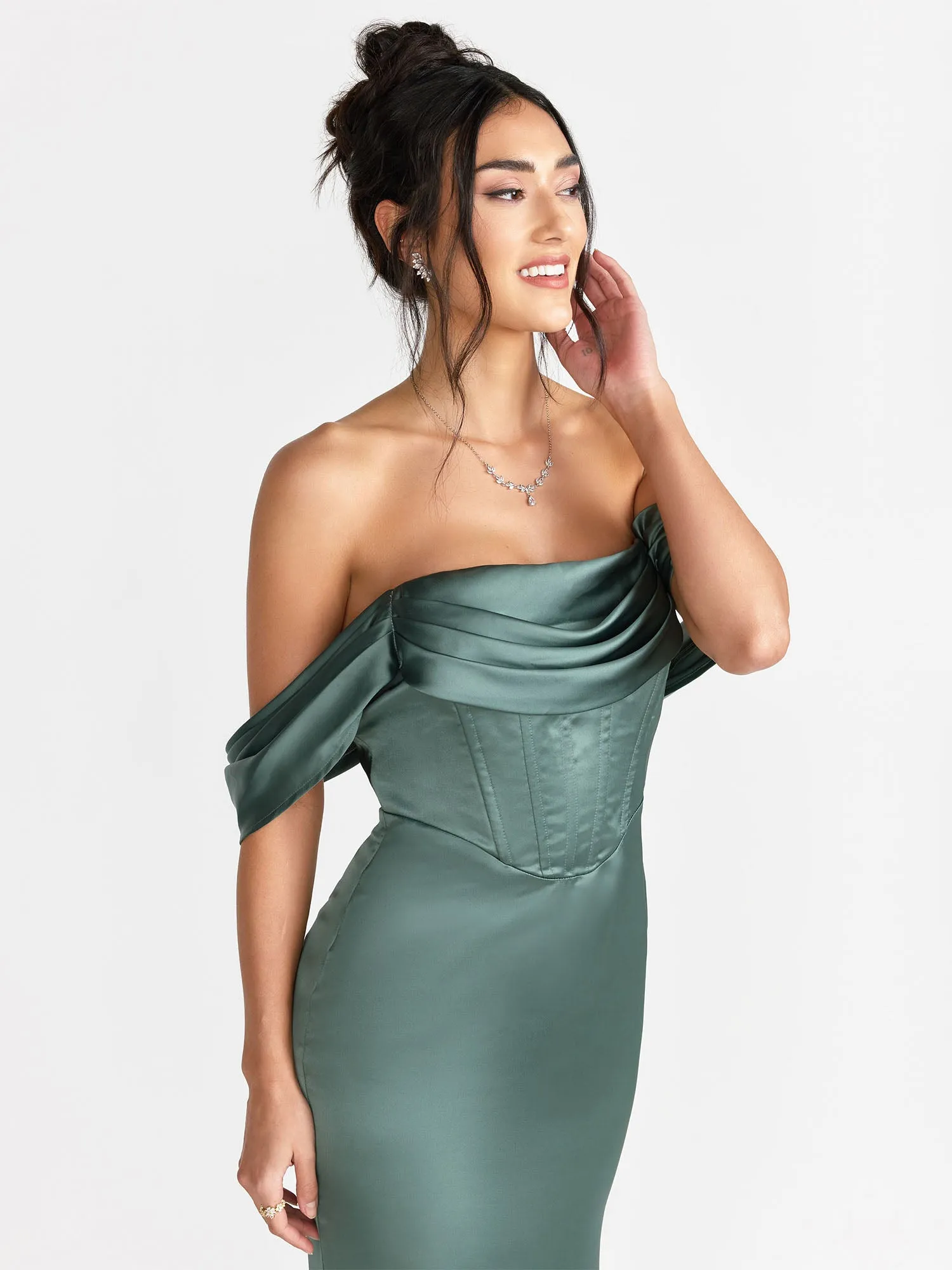 Lena Off-Shoulder Corset Detail Gown - Brands We Love