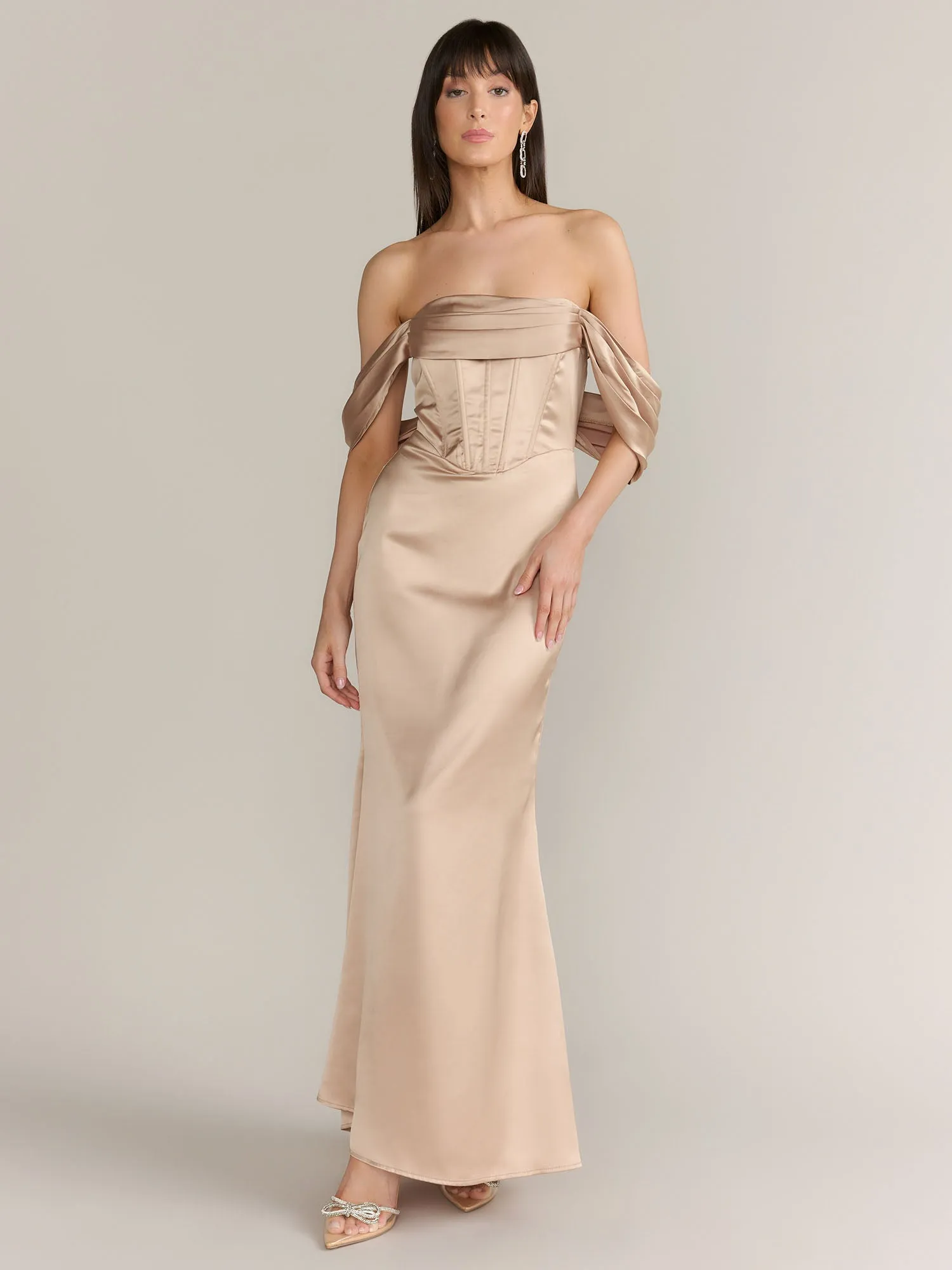 Lena Off-Shoulder Corset Detail Gown - Brands We Love