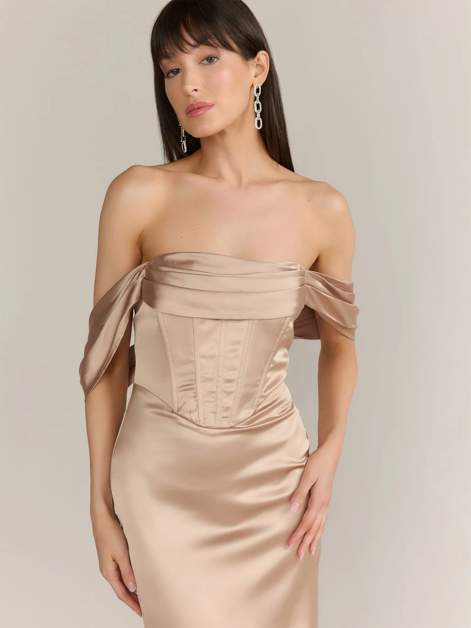 Lena Off-Shoulder Corset Detail Gown - Brands We Love