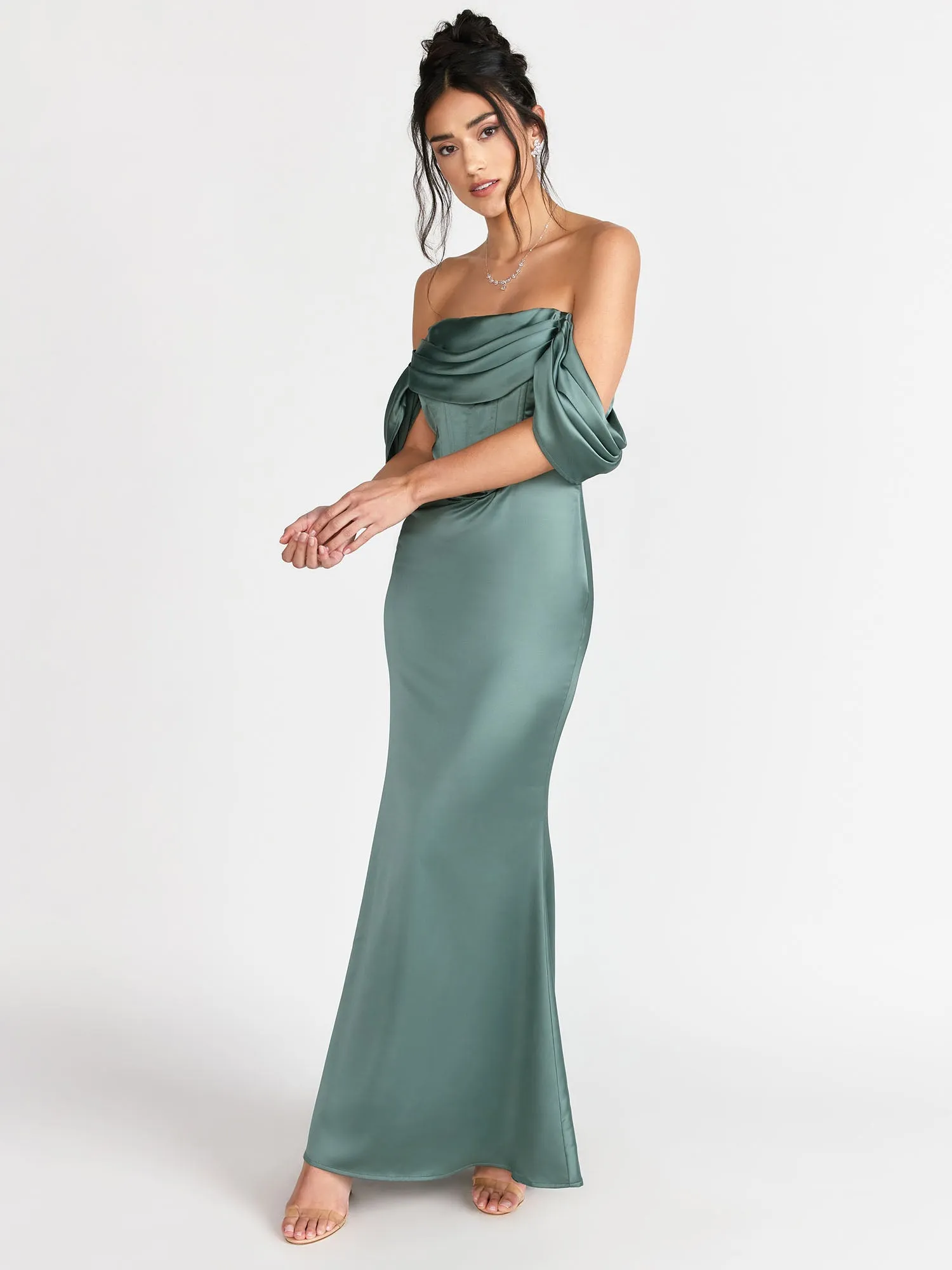 Lena Off-Shoulder Corset Detail Gown - Brands We Love