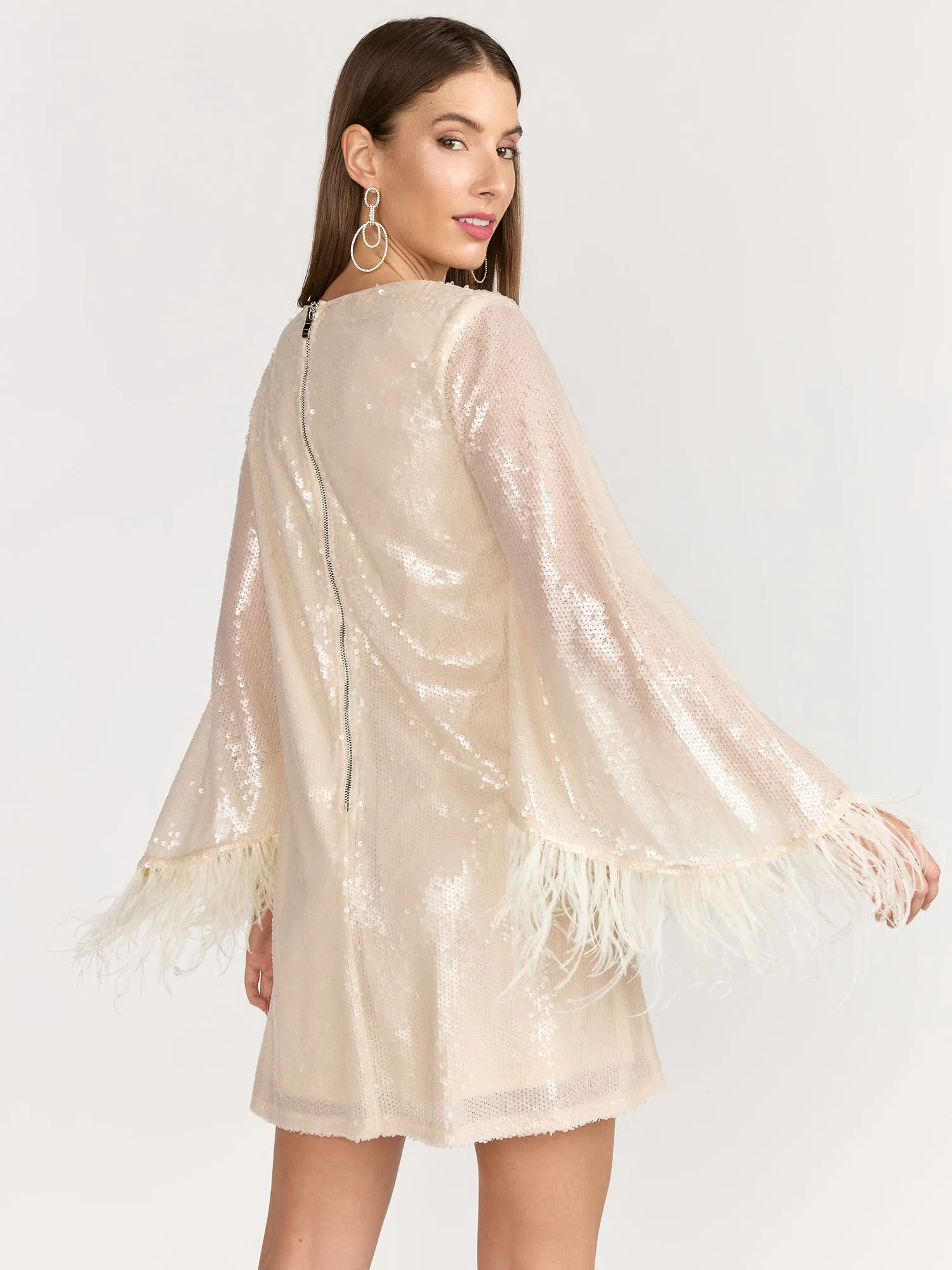 Lena Sequin Embellished Feather Detail Mini Dress - Brands We Love