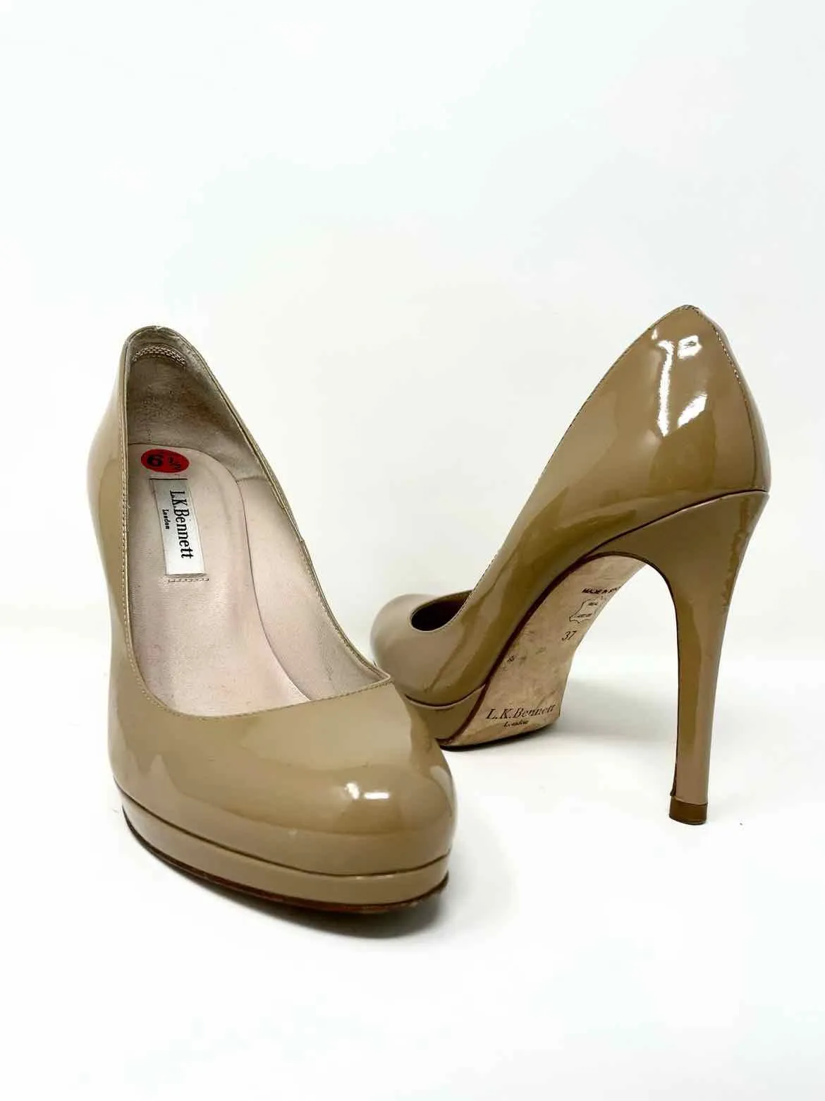 L.K.Bennett London Women's Nude Platform Patent Leather Stiletto Pumps