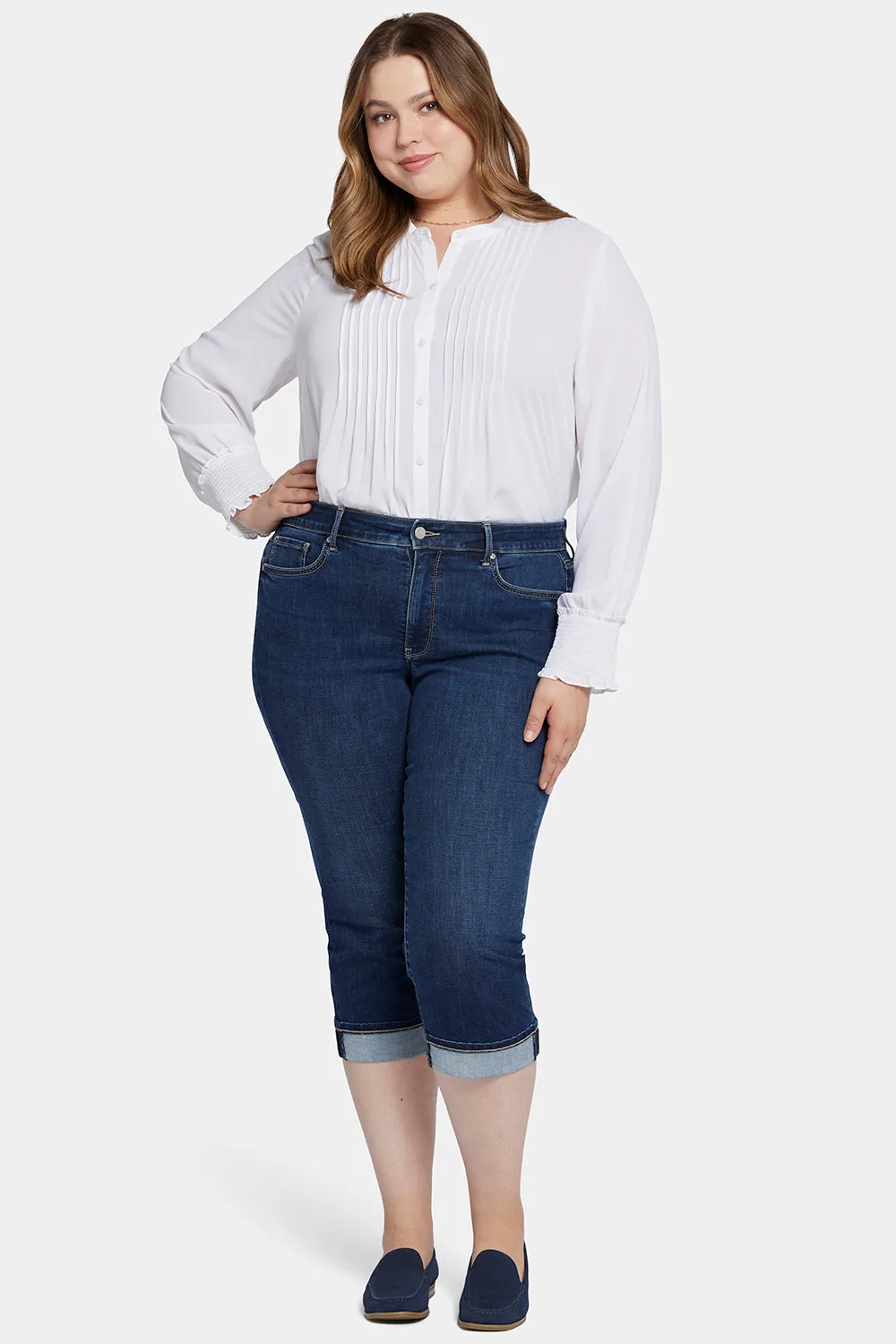 Marilyn Straight Crop Jeans In Plus Size - Cambridge