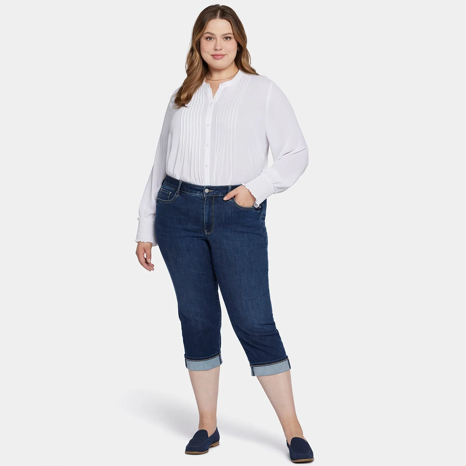 Marilyn Straight Crop Jeans In Plus Size - Cambridge