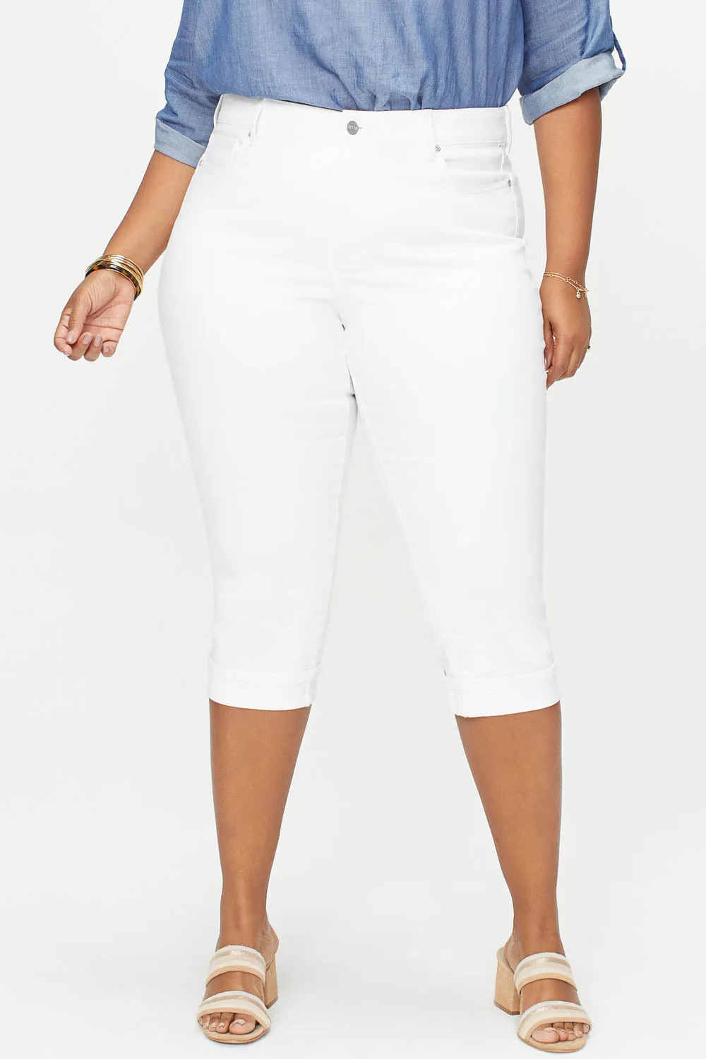 Marilyn Straight Crop Jeans In Plus Size - Optic White