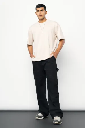 Men's Black Patch & Pocket Cargo Jeans