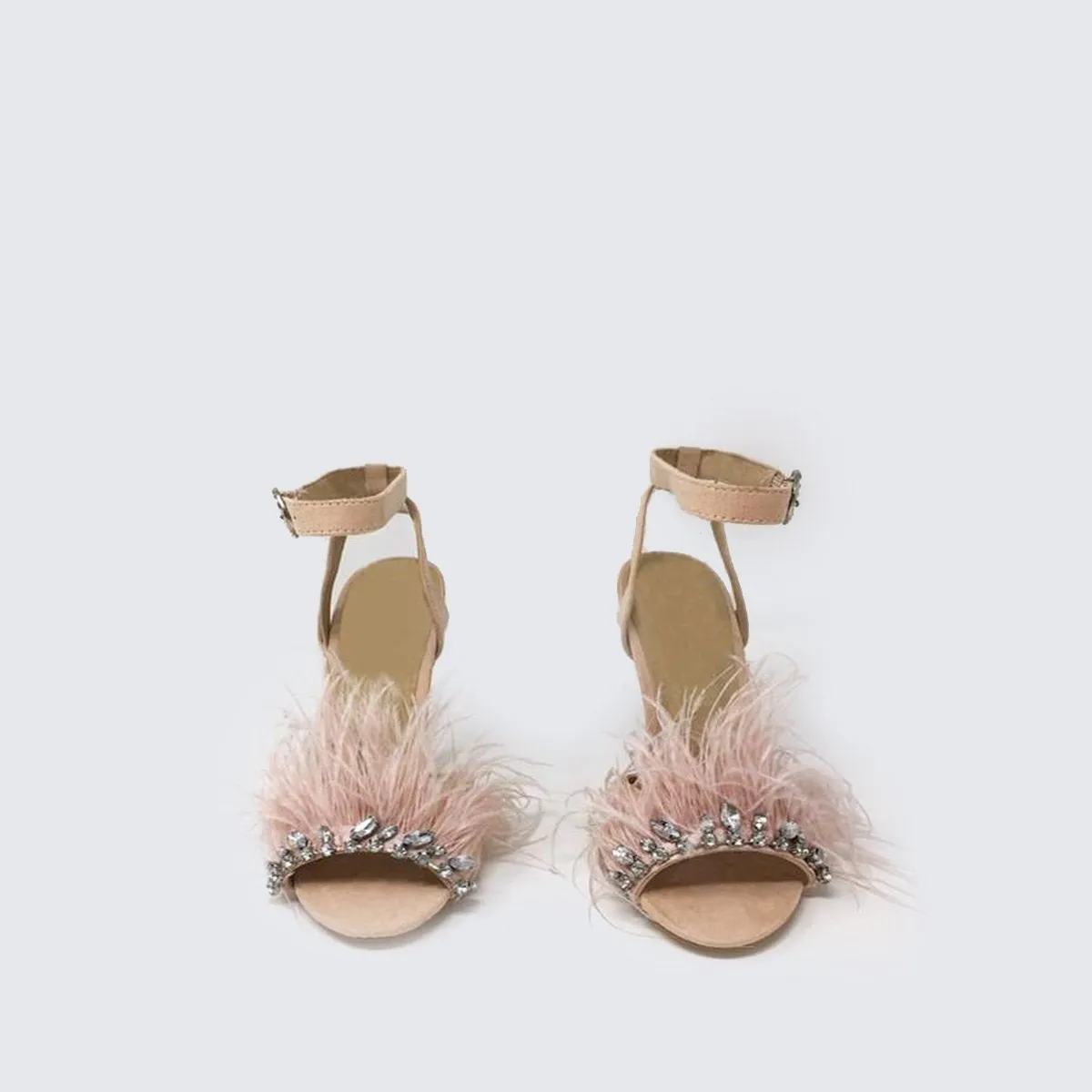 Nanda Anklestrap Feathered Diamante Sandal