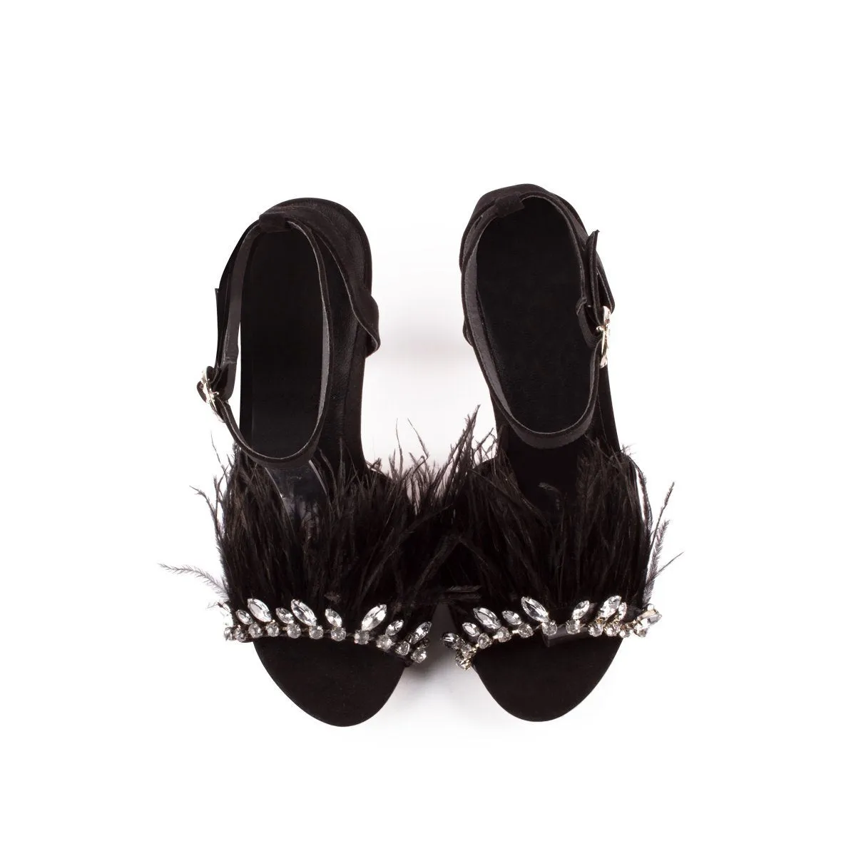 Nanda Anklestrap Feathered Diamante Sandal