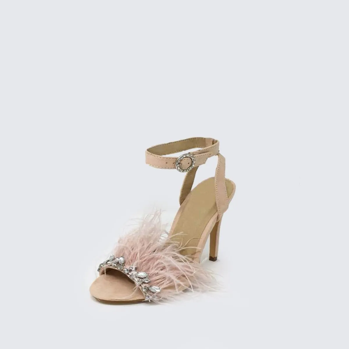 Nanda Anklestrap Feathered Diamante Sandal