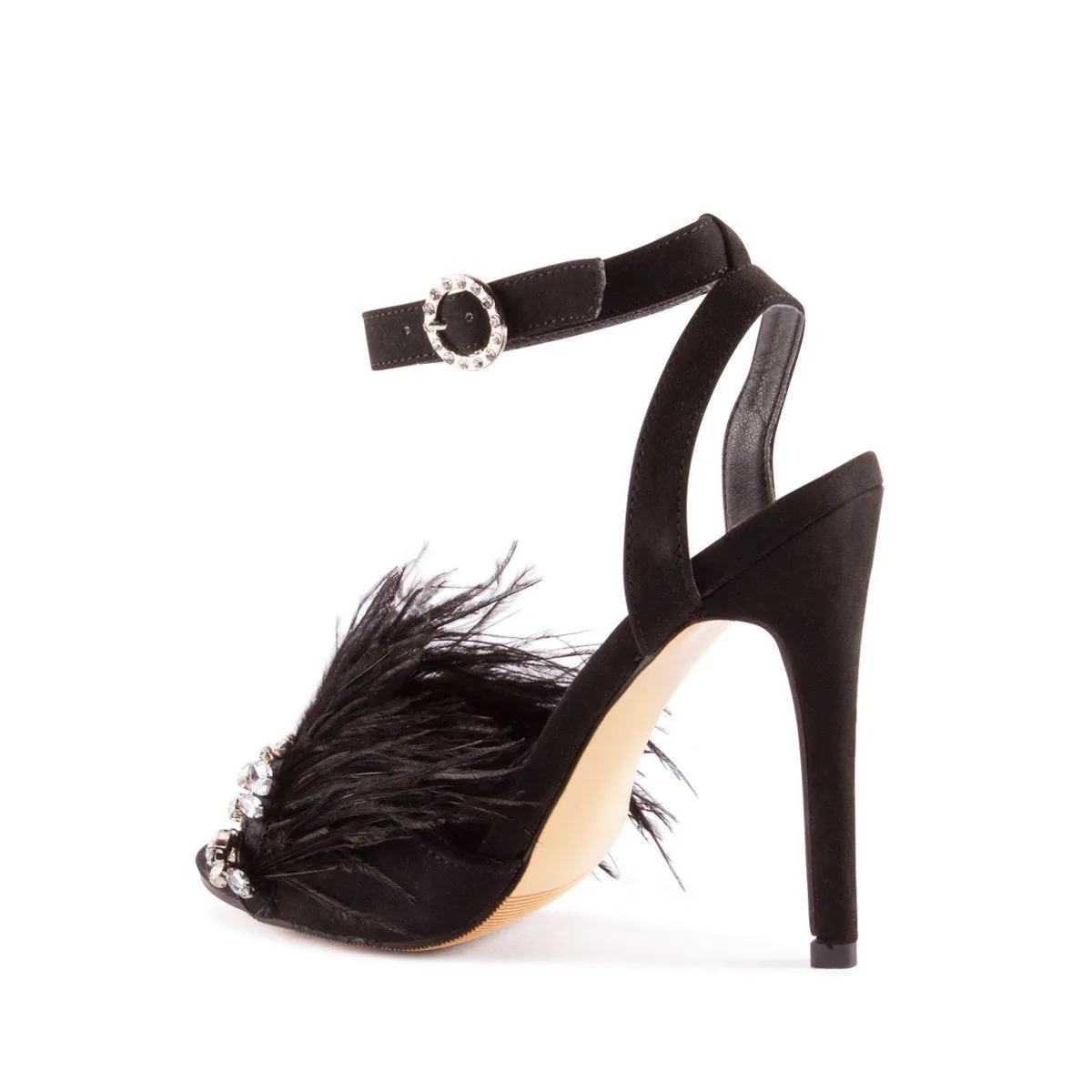 Nanda Anklestrap Feathered Diamante Sandal