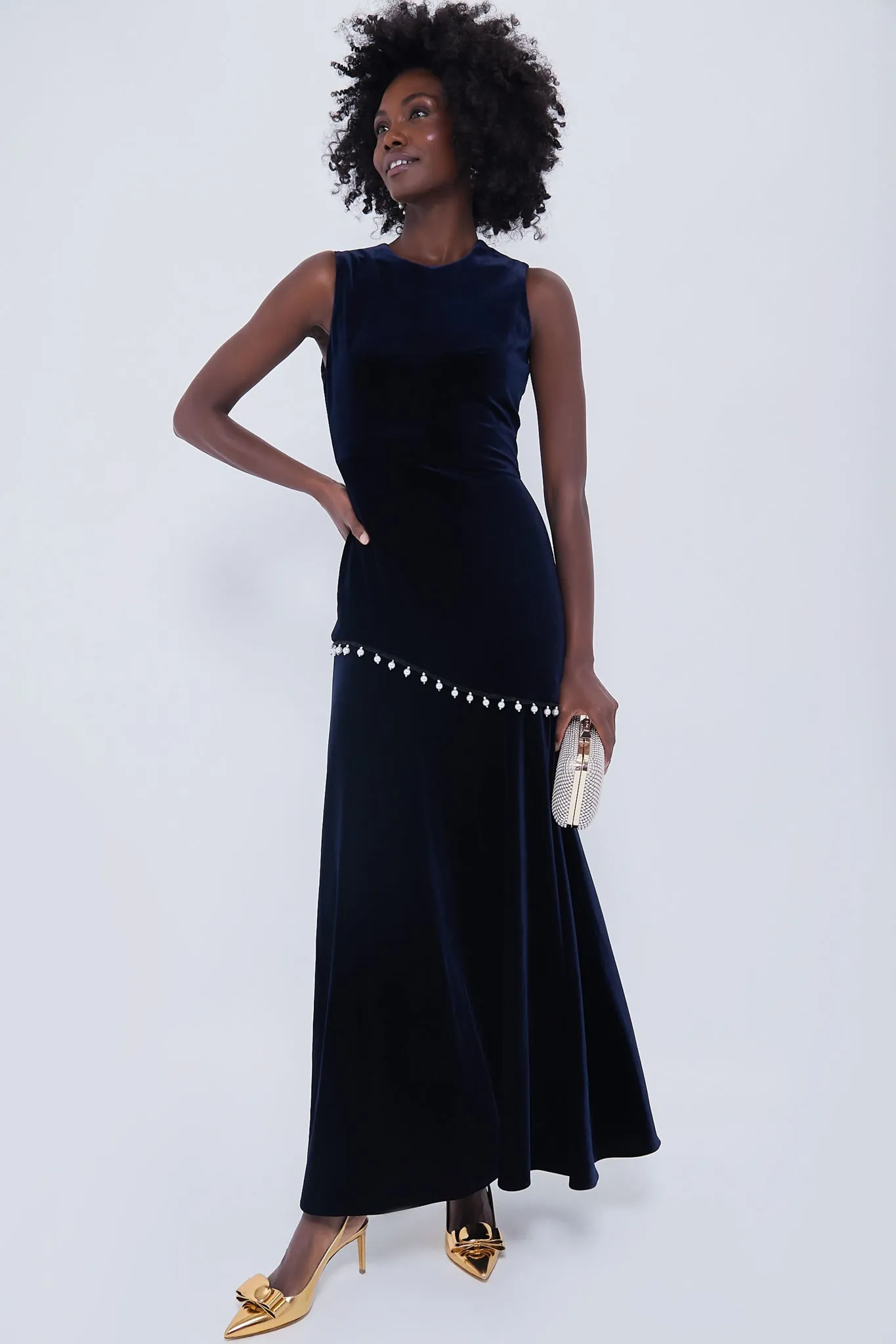 Navy Sole Velvet Dress