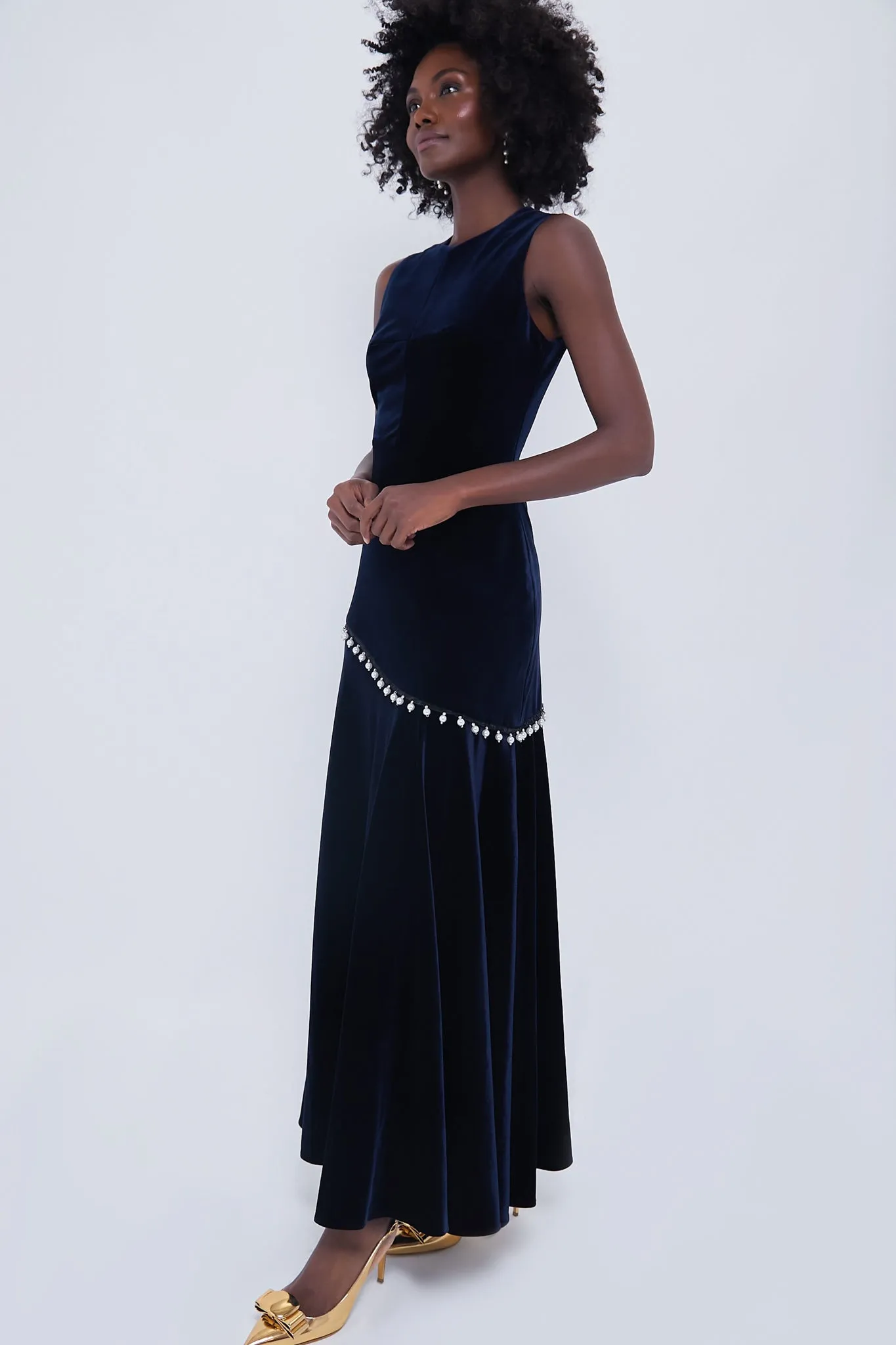 Navy Sole Velvet Dress