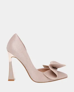 Nobble Bow Sparkle Pump in Champagne