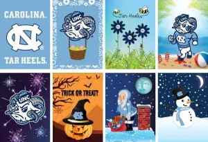 North Carolina Tar Heels Garden Flag Seasonal Bundle 8 Pack