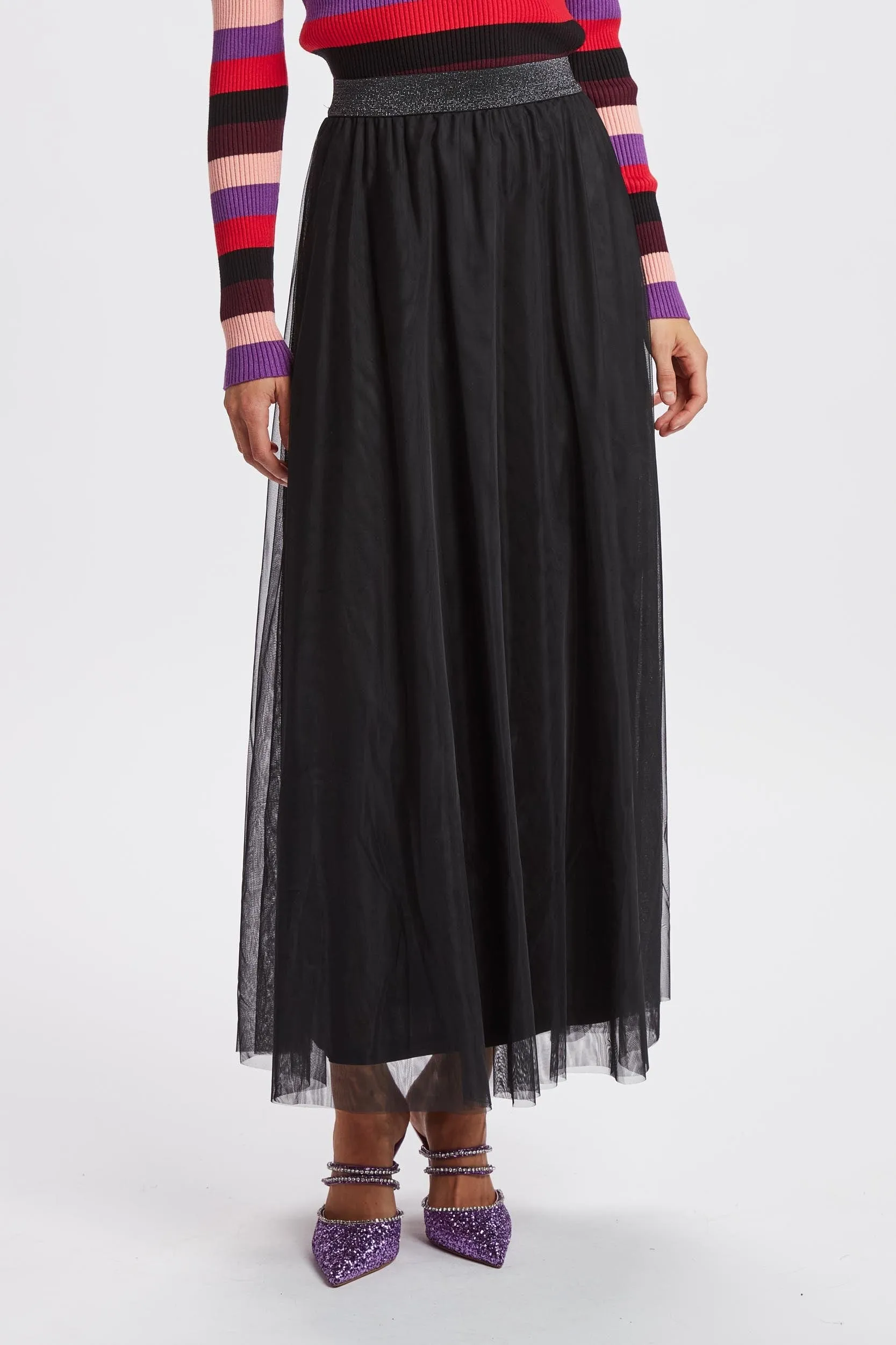 Numph Maxi Tulle Skirt Black