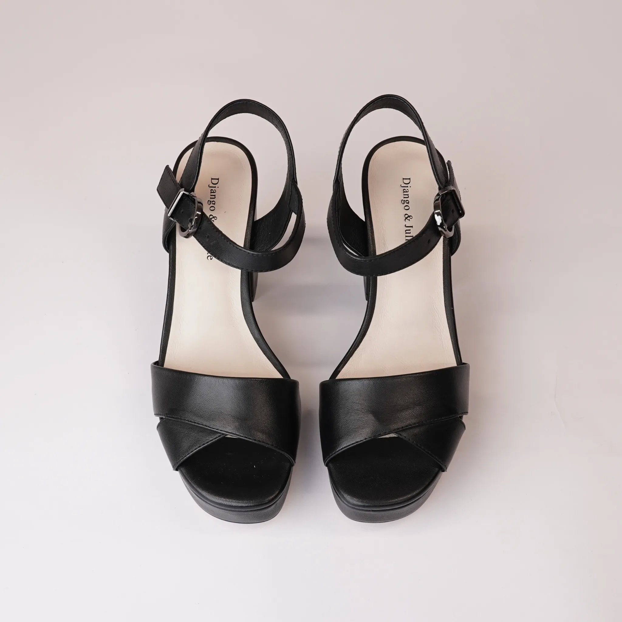 Onlee Black Leather Heels