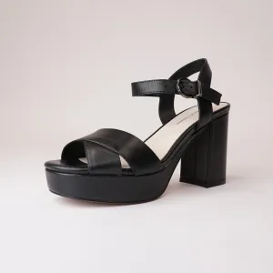 Onlee Black Leather Heels