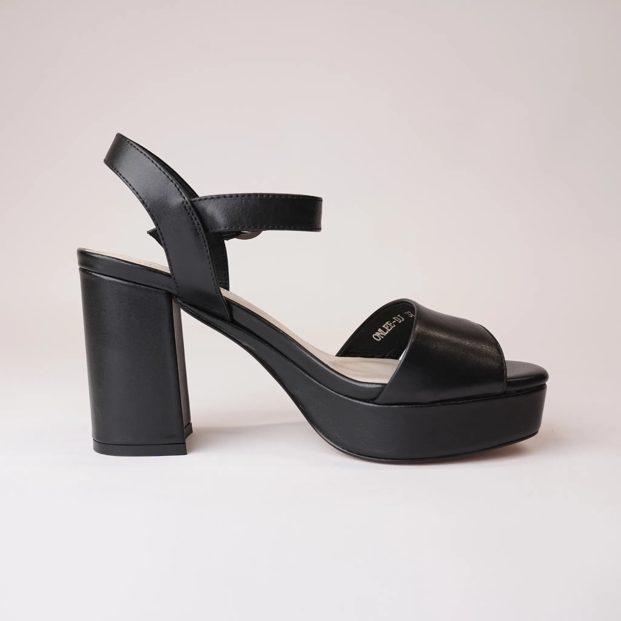 Onlee Black Leather Heels