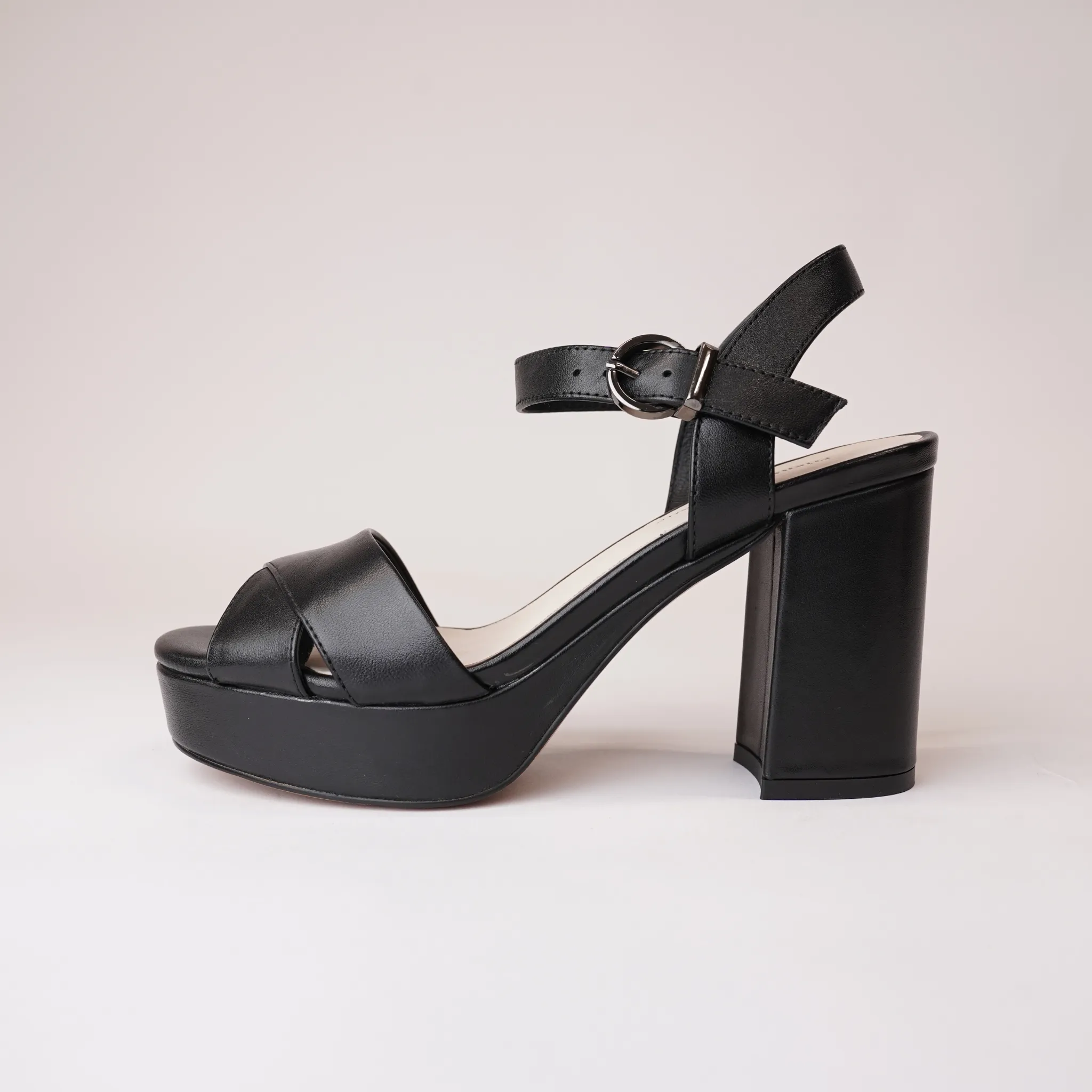 Onlee Black Leather Heels