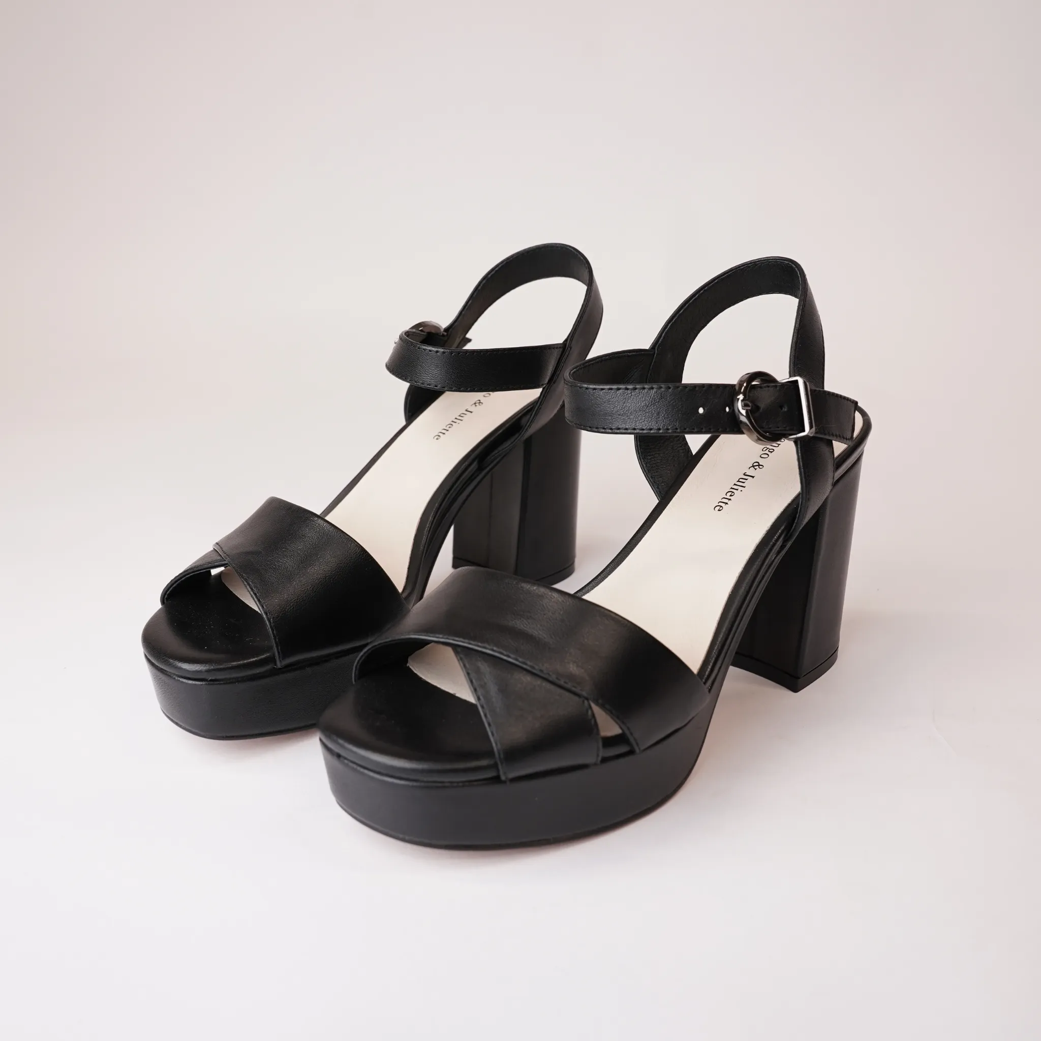 Onlee Black Leather Heels