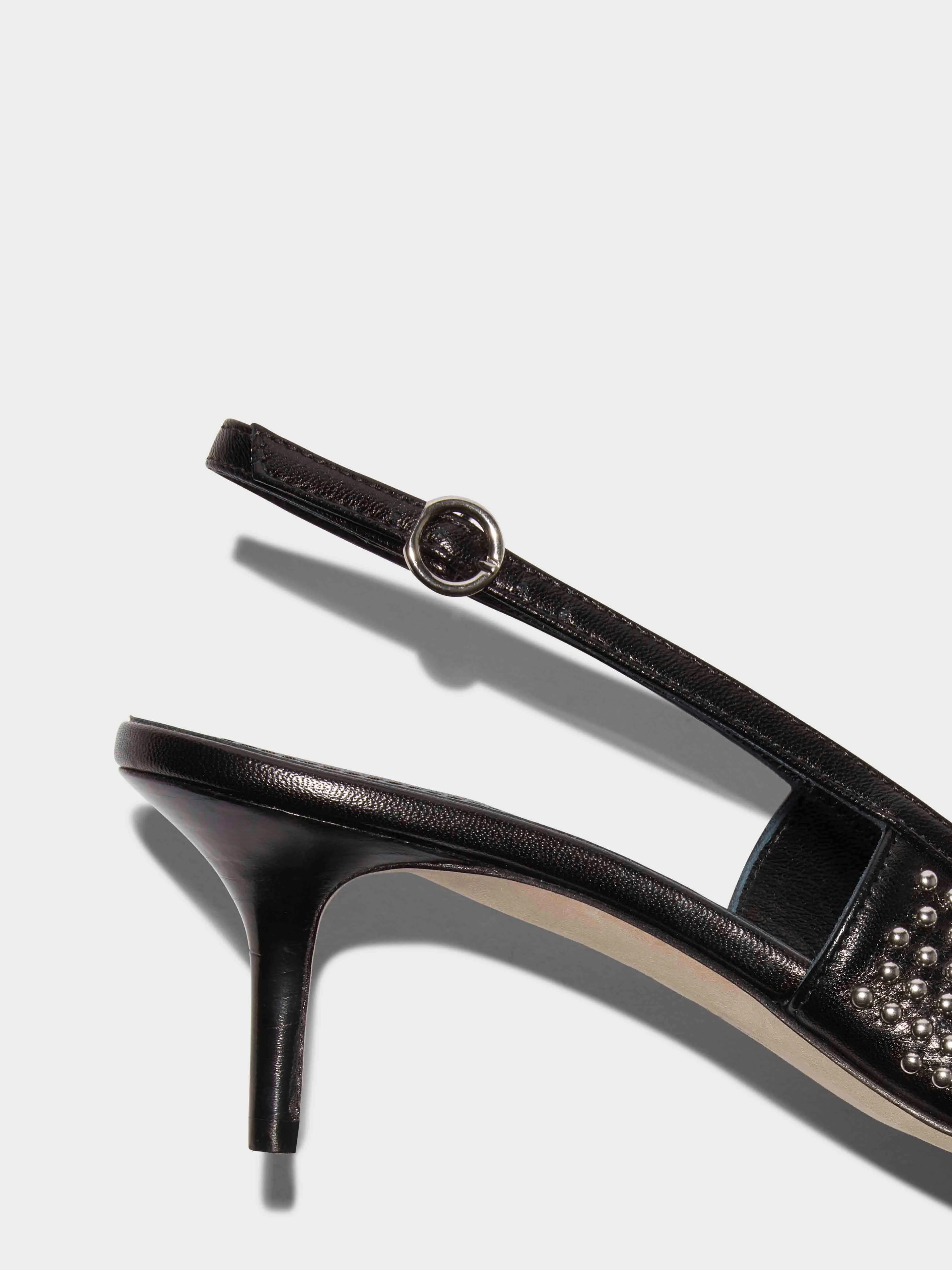 Saba Mini Stud Leather Slingback Pumps