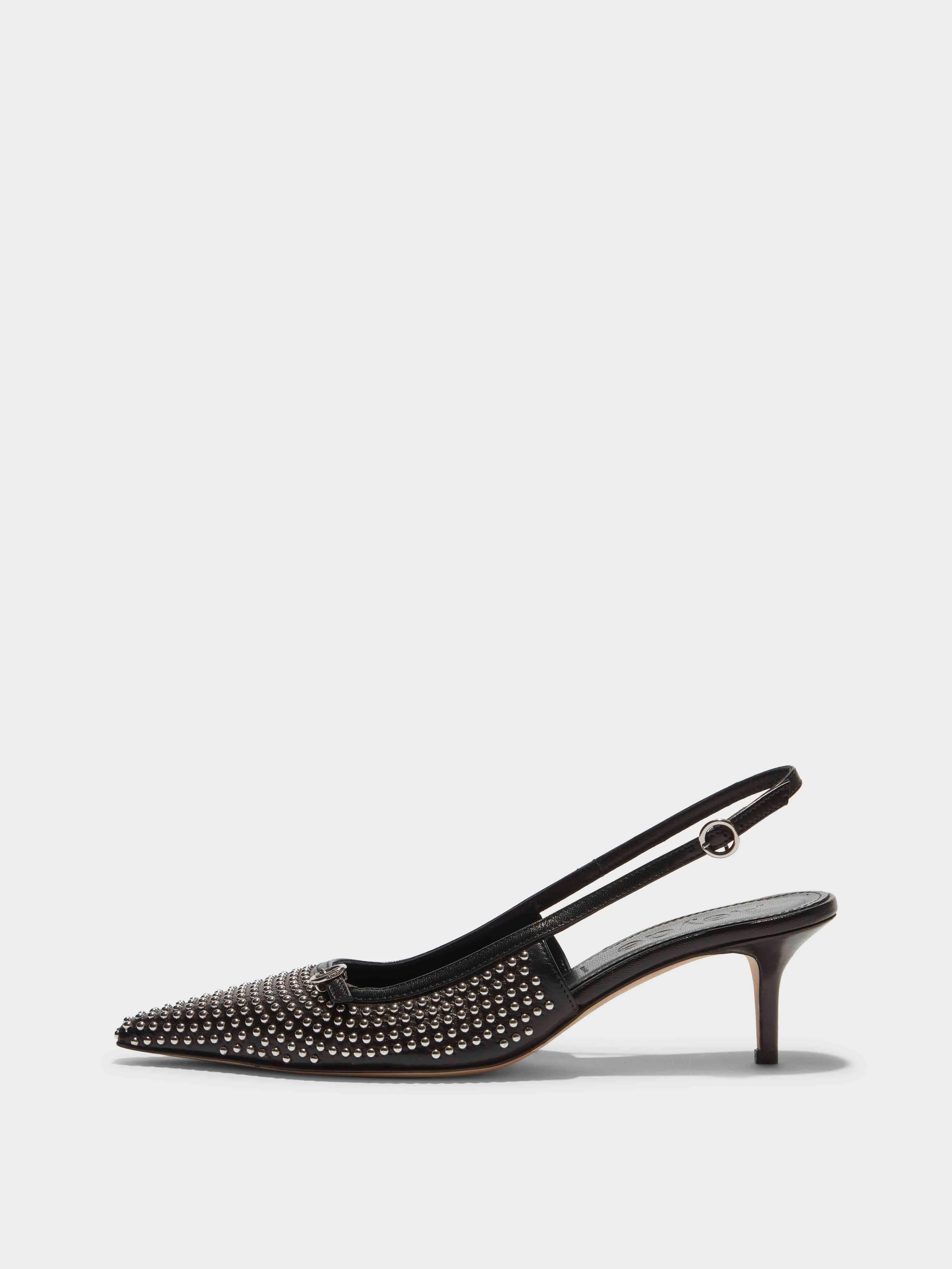 Saba Mini Stud Leather Slingback Pumps